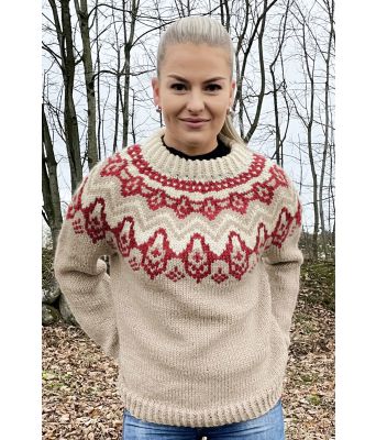Klaki genser med rødt mønster - GG 294-03C