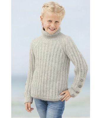 Grå Sørland strikkegenser til barn - Viking 1815-02