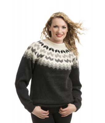 Grå strikkegenser til dame - Viking 1502-12