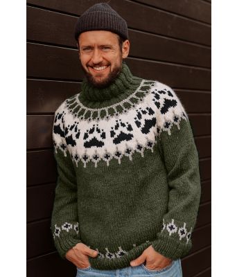 Grønn villmarksgenser med sorte poter - Linka Neumann design VGHG0023