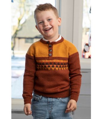 Gulliver strikket genser med knapper i halsen til gutt - Viking 2110-15