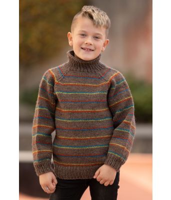 Hårek brun strikkegenser med striper til barn Team Ingebrigtsen - Viking 2135-11