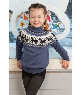 Hestegenser til barn i jeansblå - Viking 2110-09A