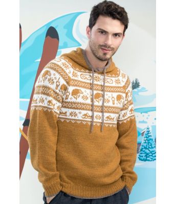 Fjols til fjells strikkegenser med hette til herre - HOY 20-17