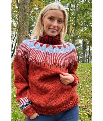 Rustrød Hopi Polar genser - Linka Neumann design HPGHG0002