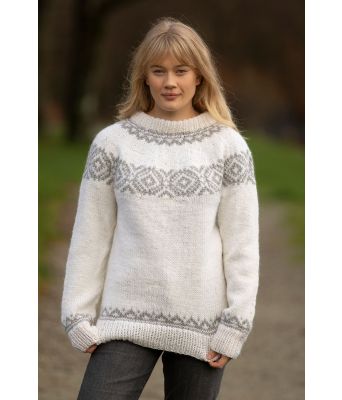 Hvit Mølle strikkegenser - Viking 2102-01A