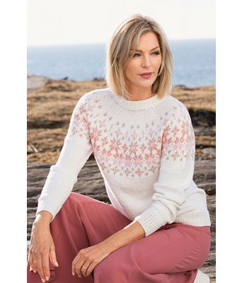 Hvit Mette Marit strikkegenser - Viking 1808-01