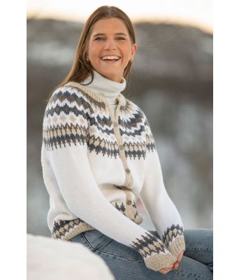 Hvit Nellik kofte i ren ull fra merinosau - Viking 2109-04