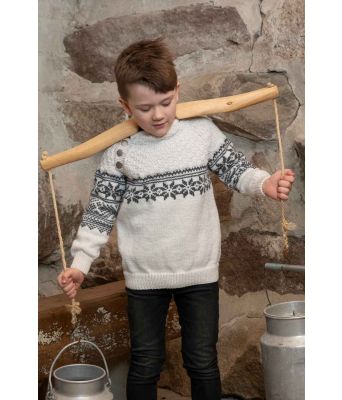 Hvit Setesdalsgenser med knapper Ylvis - Viking 2105-11