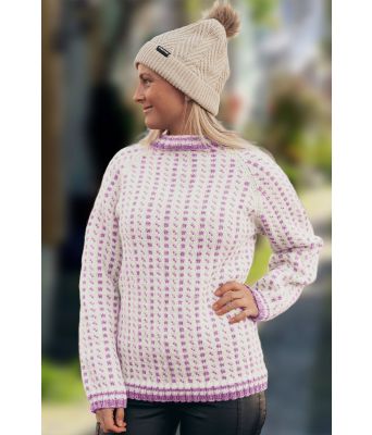 Islender med lys lilla mønster - Strikkia 2020-030M