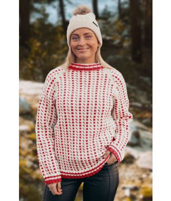 Islender med rødt mønster - Strikkia 2020-030L