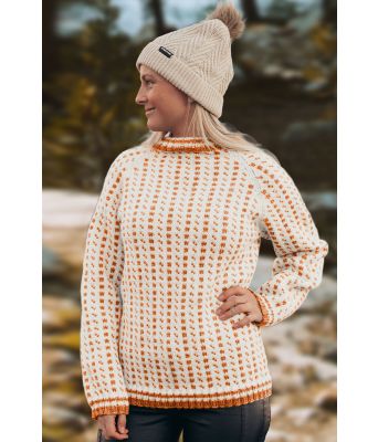 Islender med raglan med oransje mønster - Strikkia 2020-030I
