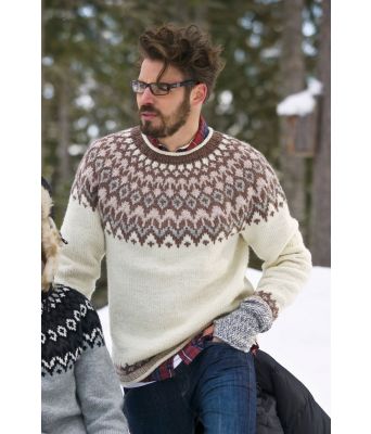 Riddarigenser i naturfarget LettLopi garn til herre - Istex 91006