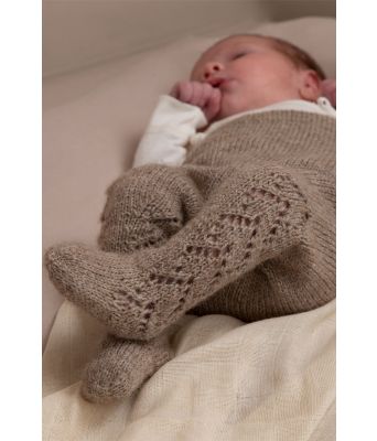 Johanne strikket strømpebukse til baby i lys brun - Viking 2132-02A
