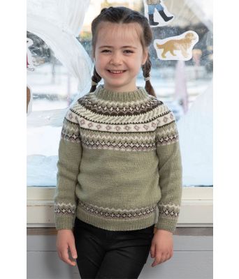 Jungel lyst grønn strikkegenser med lue - Viking 2110-10