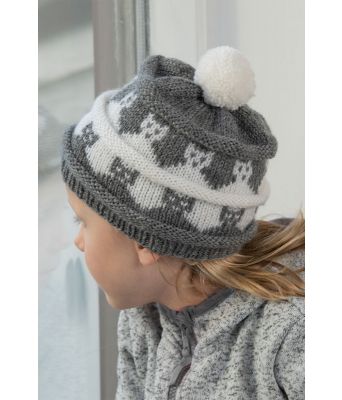 Kattekorluen strikkelue med pusekatter - Viking 2104-04