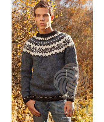 Trefarget blå Afmæli islandsgenser - Istex 91000-2A