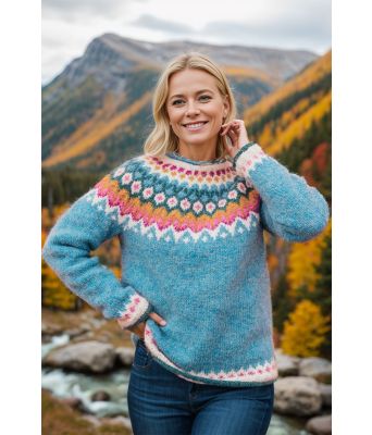 Turkis riddarigenser med fargerikt mønster - LL0045B