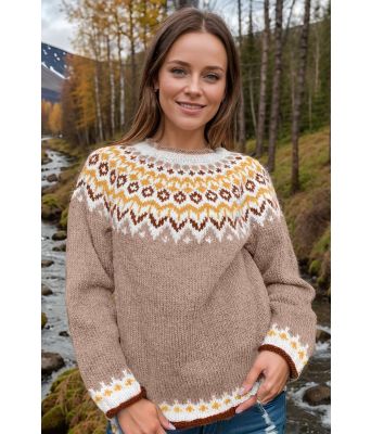 Byggbrun riddarigenser med rust og gult i mønsteret - LL0110