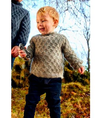 Hnokki grå islandsk strikket barnegenser - Lopi 37-1