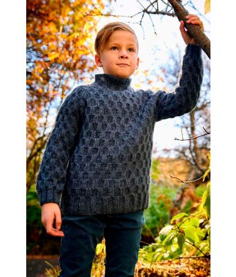 Hnokki islandsk mørkeblå strikkegenser til barn - Lopi 37-1