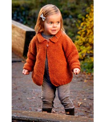 Perla perlestrikket barnejakke i aprikosfarge - Lopi 37-14
