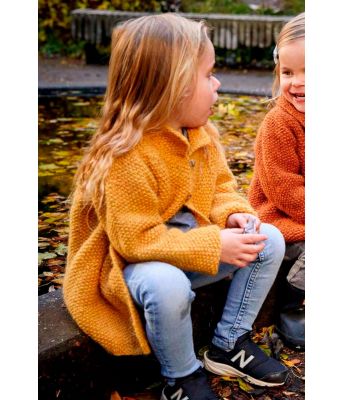 Perla gul barnejakke i perlestrikk - Lopi 37-14