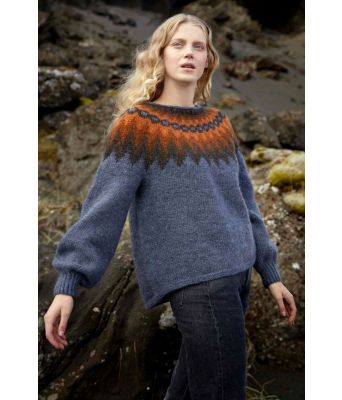 Uppstytta blågrå strikkegenser fra Island - Lopi 38-12