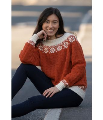 Lydia genser - Viking 2019-B Brent orange / Naturhvit