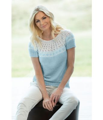 Lyseblå Vera strikket sommergenser - Viking 2011-01-420