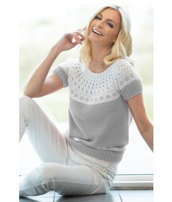 Lyst grå Vera strikkegenser med kore ermer - Viking 2011-01-413