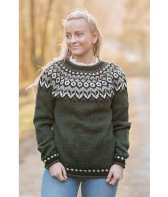 Mørk grønn riddari med grått mønster - DN0034