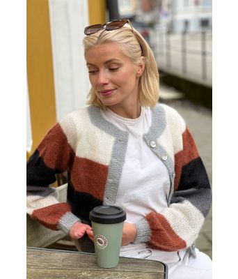Sorbet cardigan med brund og grått mønster - Mille Fryd MF0002MB