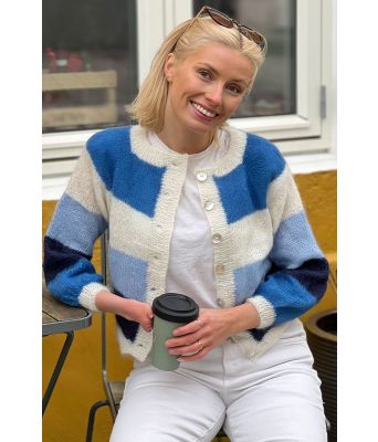 Sorbet cardigan med blå striper - Mille Fryd MF0002LB
