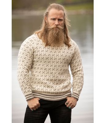 Mode naturfarget islender med grått-mønster - Viking 2127-8C