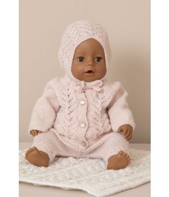 Myrtel strikkejakke kyse og tights til babyborn dukker - Viking 2133-09