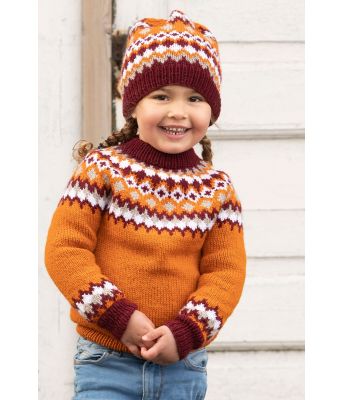 Nellik genser barn med runfelling og lue - Viking 2115-01B