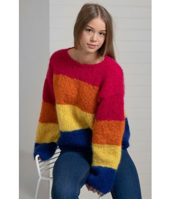 Neon stripete strikkegenser i mohairull - Viking 2201-05