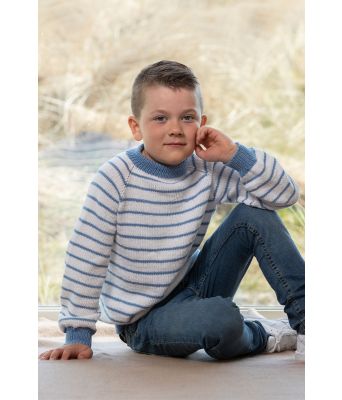 Noril stripete strikkegenser med tynne striper til barn - Viking 2122-06