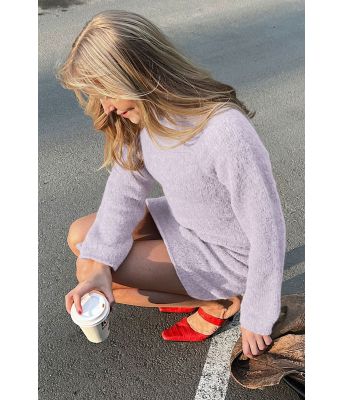 Lys lilac Rubina strikket kjole til fest og selskap - ØK 04-03Q