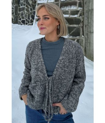 Gråmelert Hvitveis chunky omslagsjakke - Øyunn Krogh OK 06-11