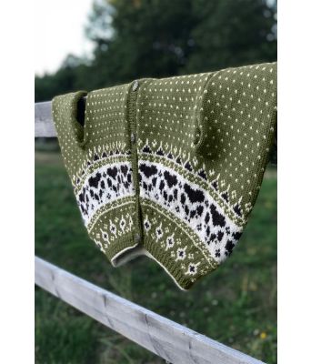 Olivengrønn Fjordfolk kofte - Linka Neumann design FFKSR0003