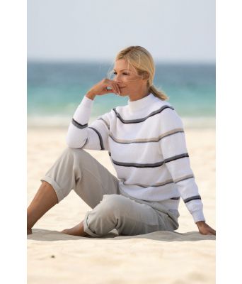 Orre strikket genser med tynne striper Kathrine Sørland - Viking 2130-7