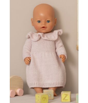 Otelie strikket kjole til babyborn lekedukke - Viking 2133-05