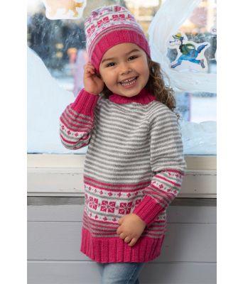 Petra strikket tunika og lue til jente - Viking 2110-01
