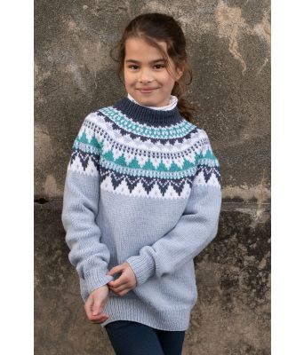 Pibbar blå strikket genser til barn - Viking 2115-03A