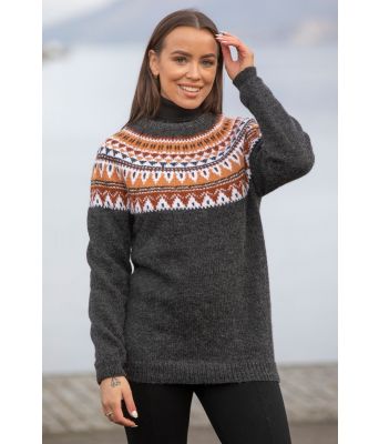 Pibbar moerkegrå strikket genser Mie Cappelen - Viking 2114-02