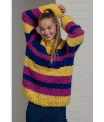 Ragne stripete strikkegener i mohairull - Viking 2201-01