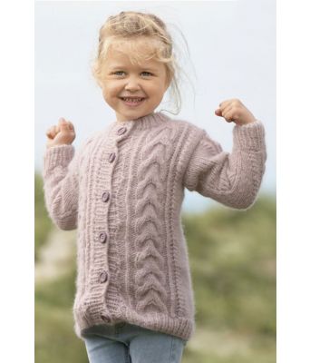 Rim strikket jakke med fletter til barn - Viking 1815-07