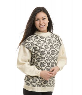 Rosemønstrete strikkegenser til dame - Viking 1502-15